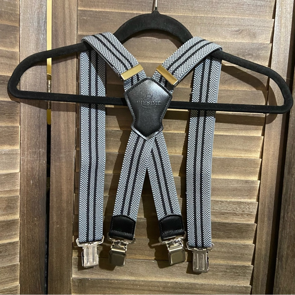 Dresime X-Shape Suspenders Trouser Braces OS Strong Clips Adjustable Elastic